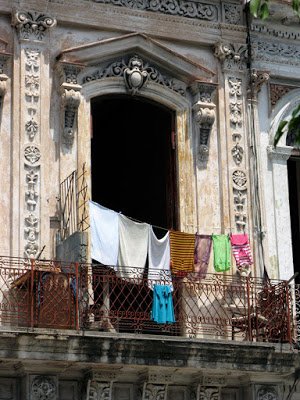 clothes out of a balcony