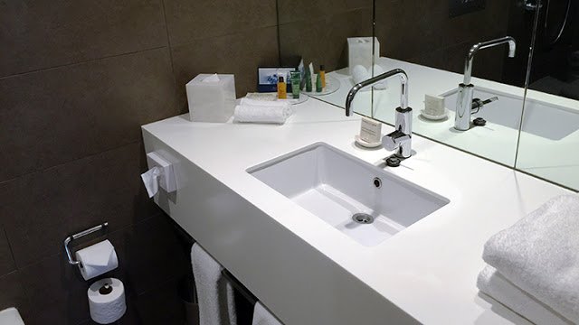 a bathroom sink with a faucet