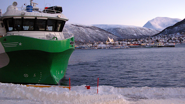 a green boat on the water