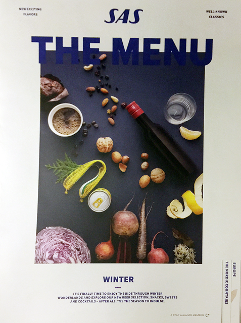 a menu cover with food and drinks