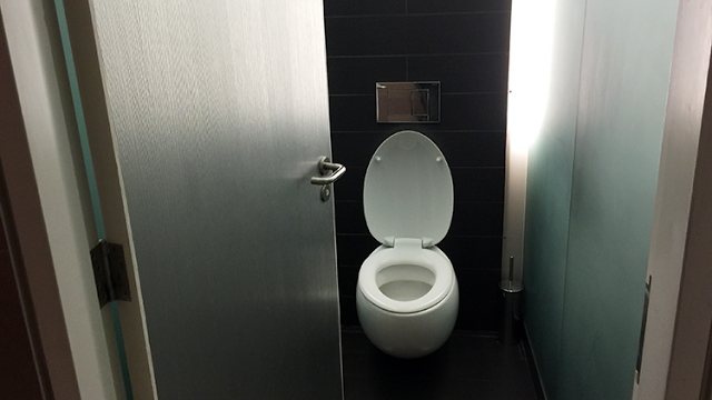 a toilet in a bathroom