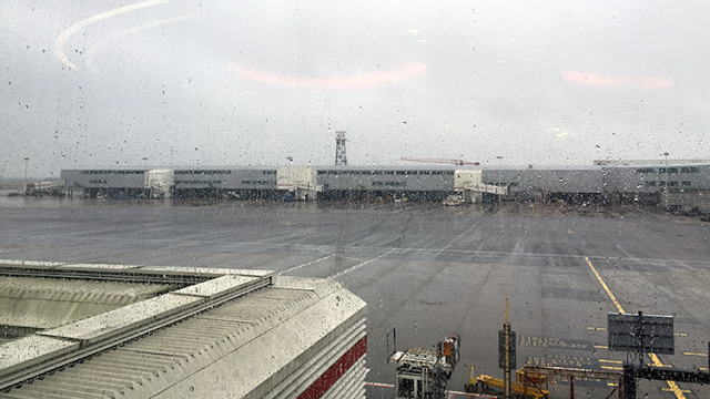 a view of an airport from a window