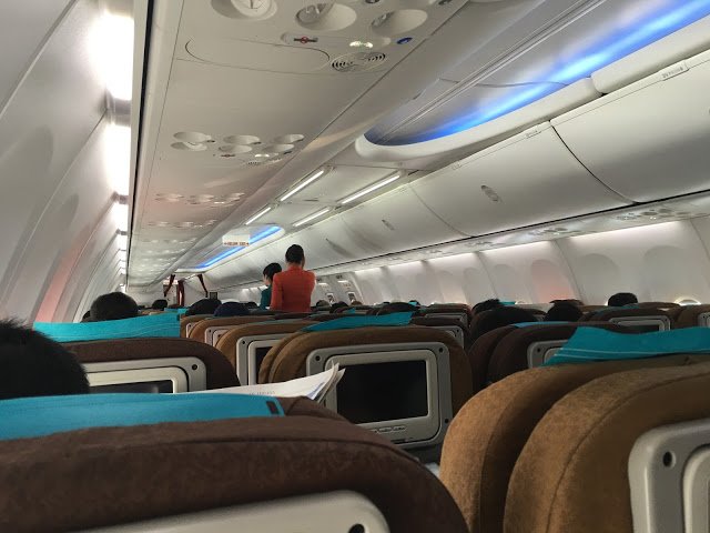 a row of seats in an airplane