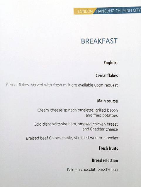 a menu of a breakfast