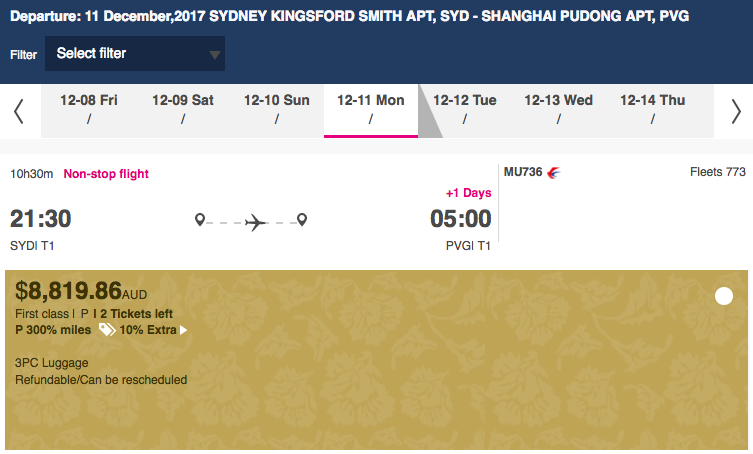 a screenshot of a flight schedule