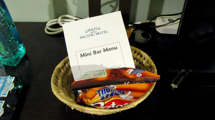 a basket with a small package of snacks