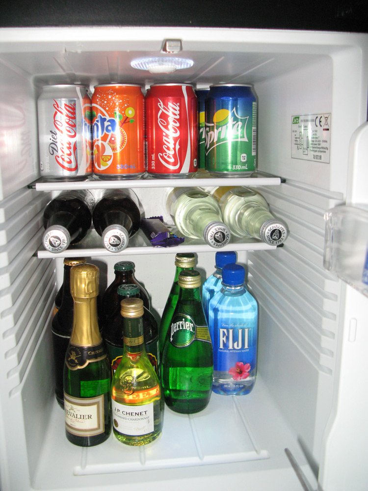 a refrigerator full of beverages