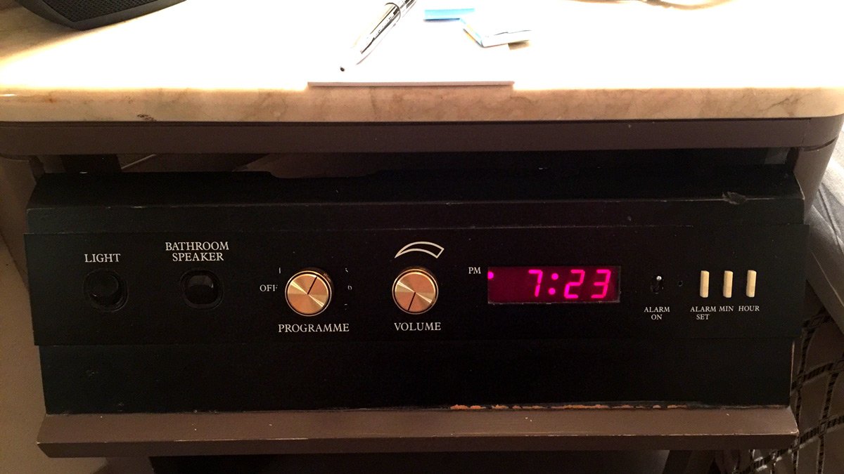 a clock on a radio