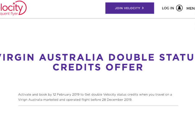 Velocity – Virgin Australia – Double Status Credits for Feb 2nd 2019