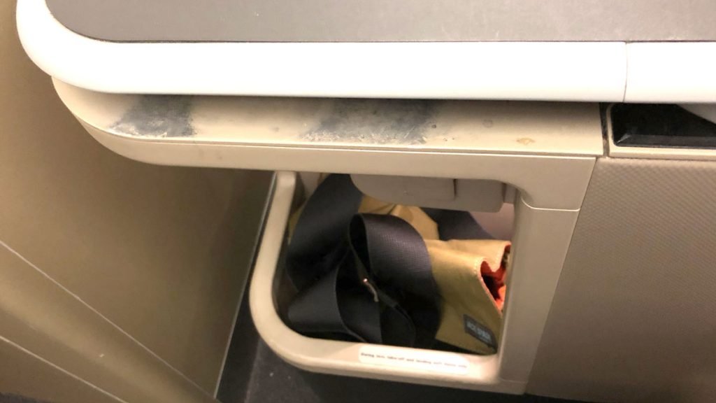 a seat belt in a drawer