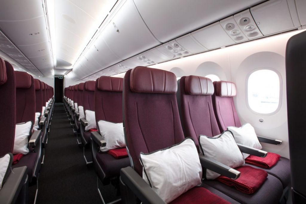 a row of seats in an airplane