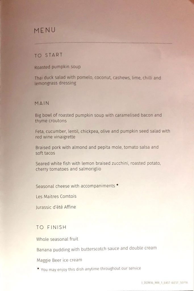 a menu of a restaurant