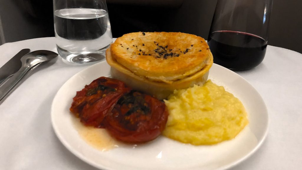 A Pie on Qantas domestic Business Class