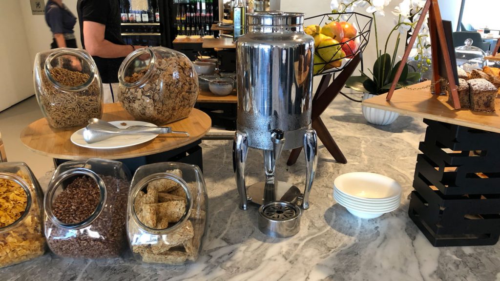 a table with food and cereals