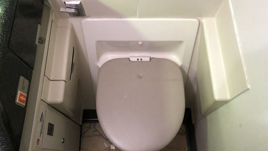 a toilet in a bathroom