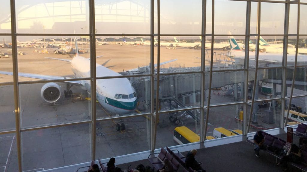 a large window with airplanes in it