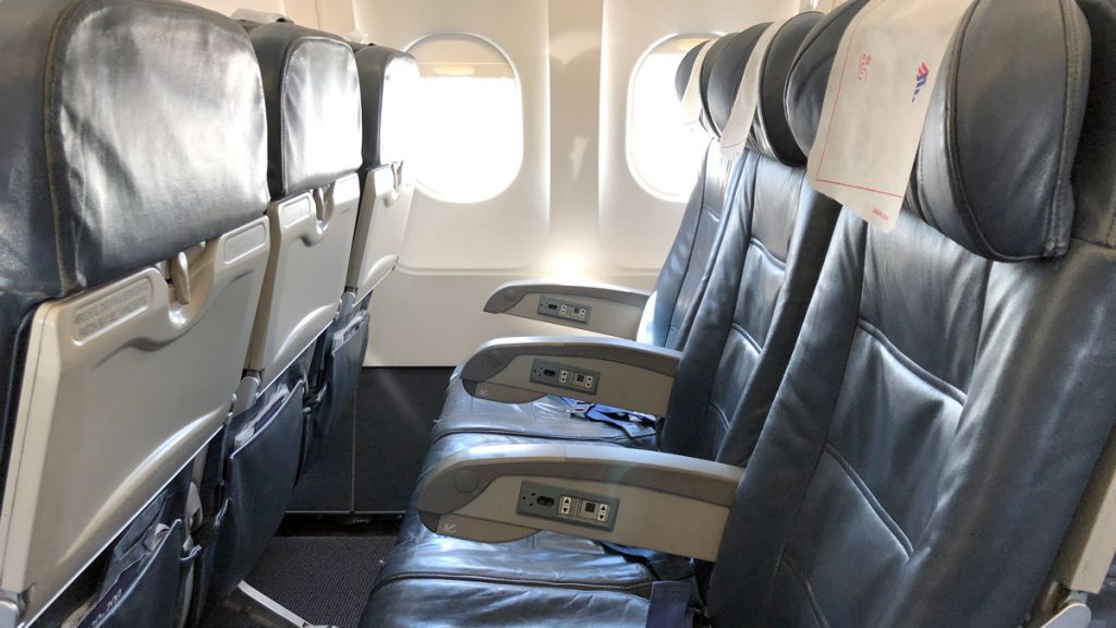 a row of seats in an airplane