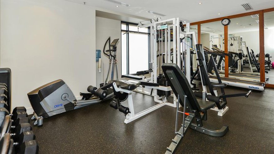 a gym with exercise equipment