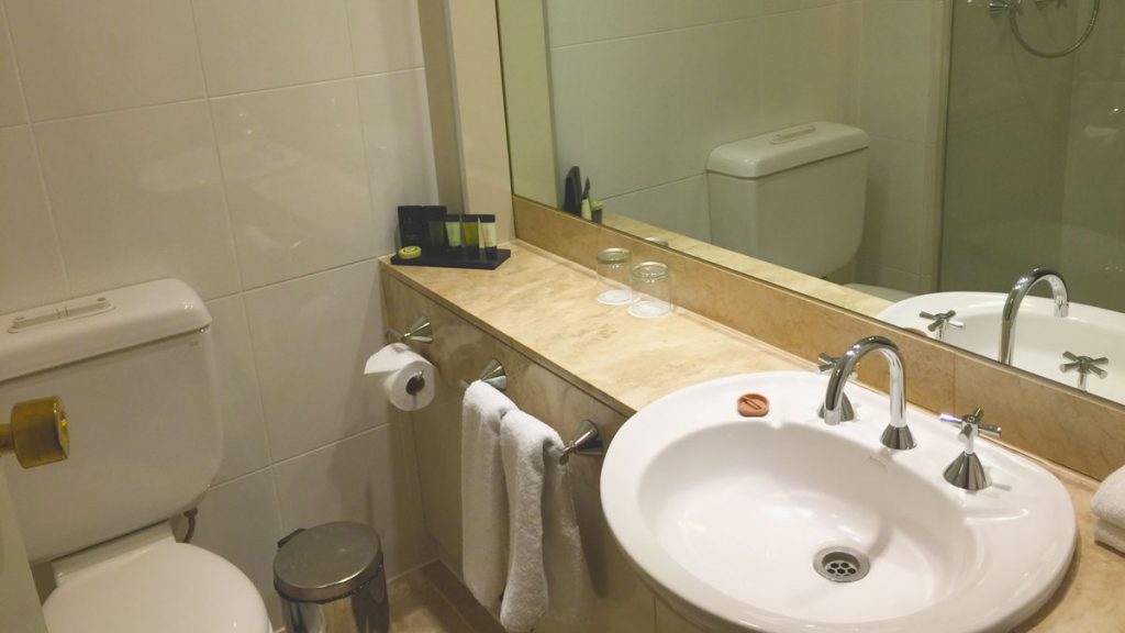 a bathroom with a sink and toilet