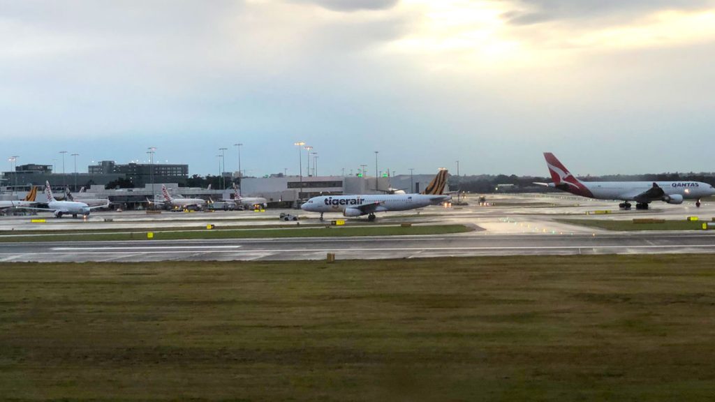 a plane on the runway