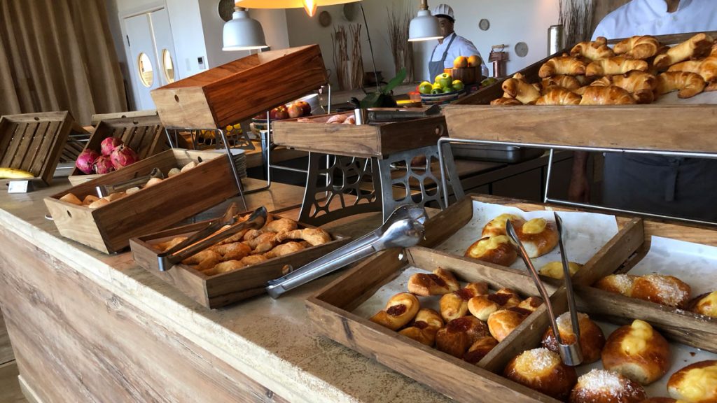 a group of food in a buffet