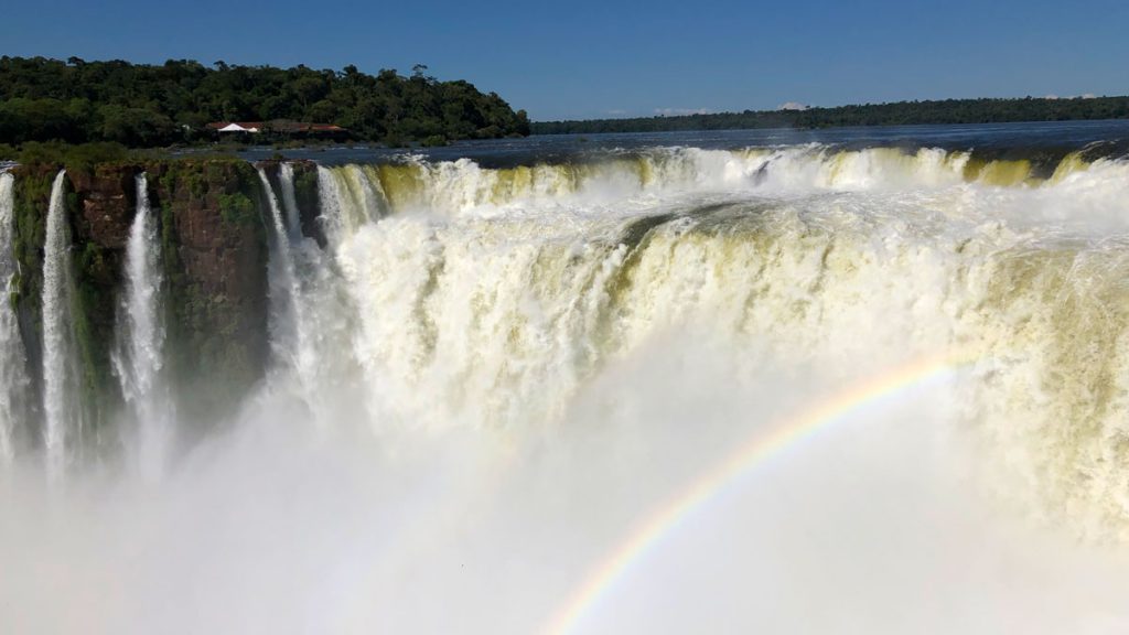 Iguazu Falls with a rainbow