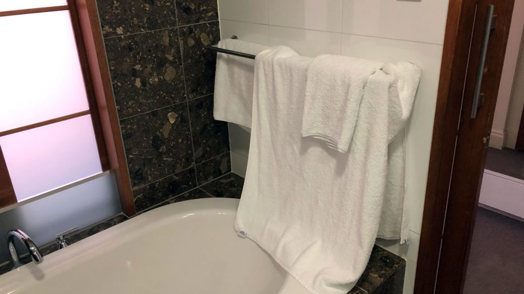 a white towels from a bar