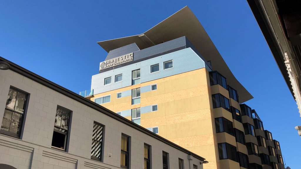 a building with a roof