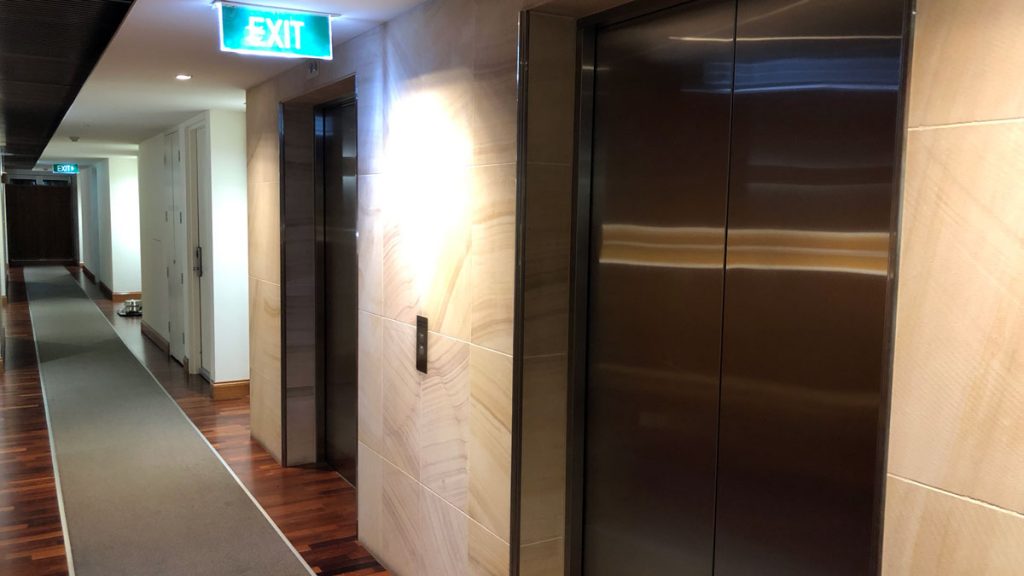 a two elevators in a building