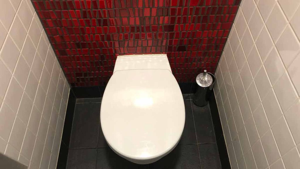 a toilet in a bathroom