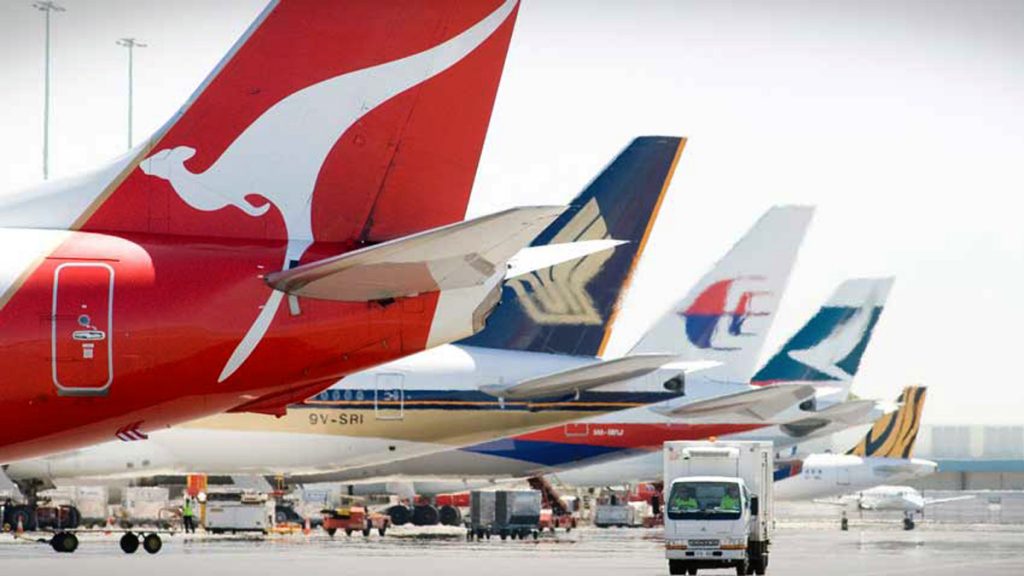 a group of airplanes parked on the ground