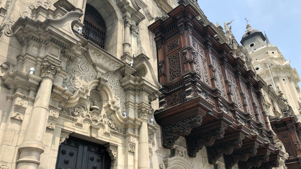 a building with ornate wood carvings
