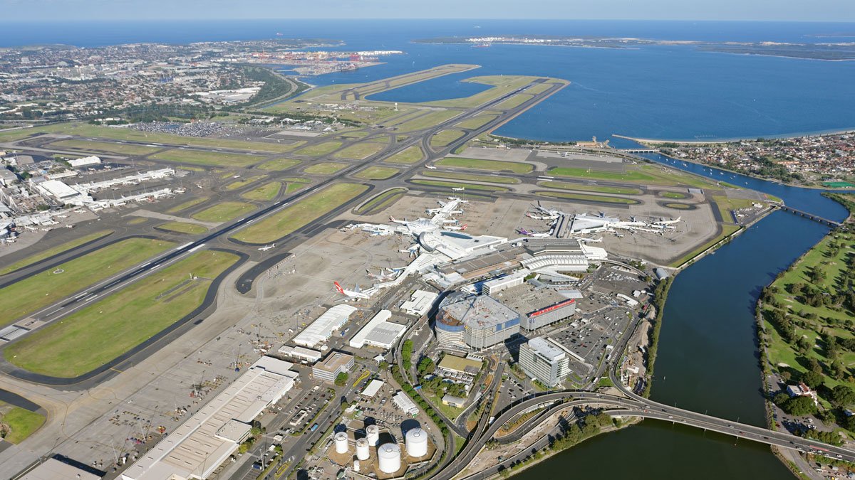 an aerial view of an airport