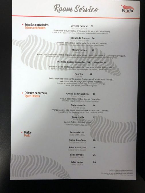 a menu of a restaurant