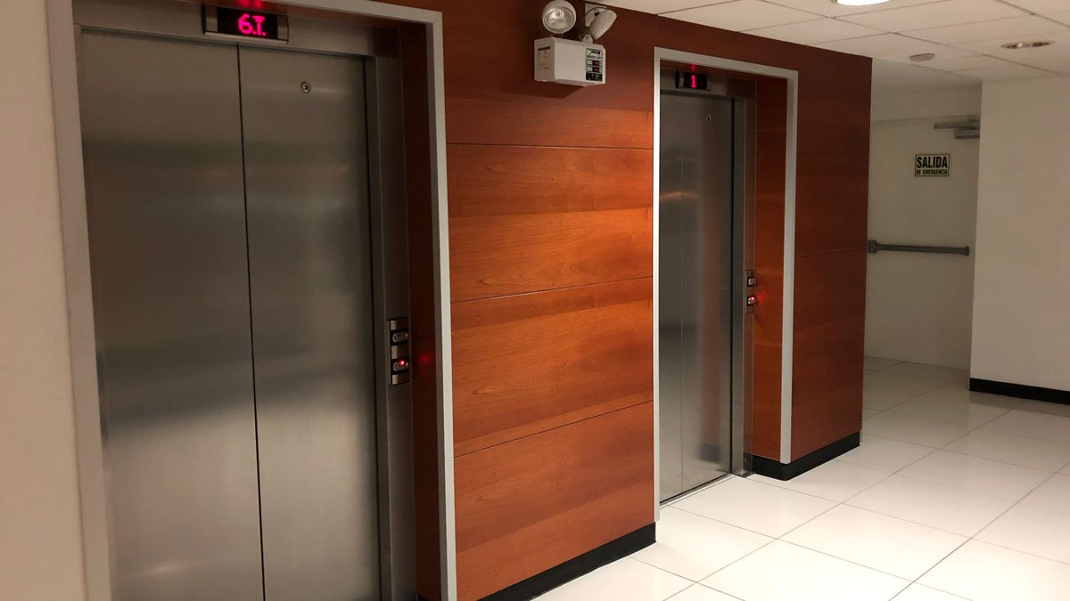 two elevators in a building