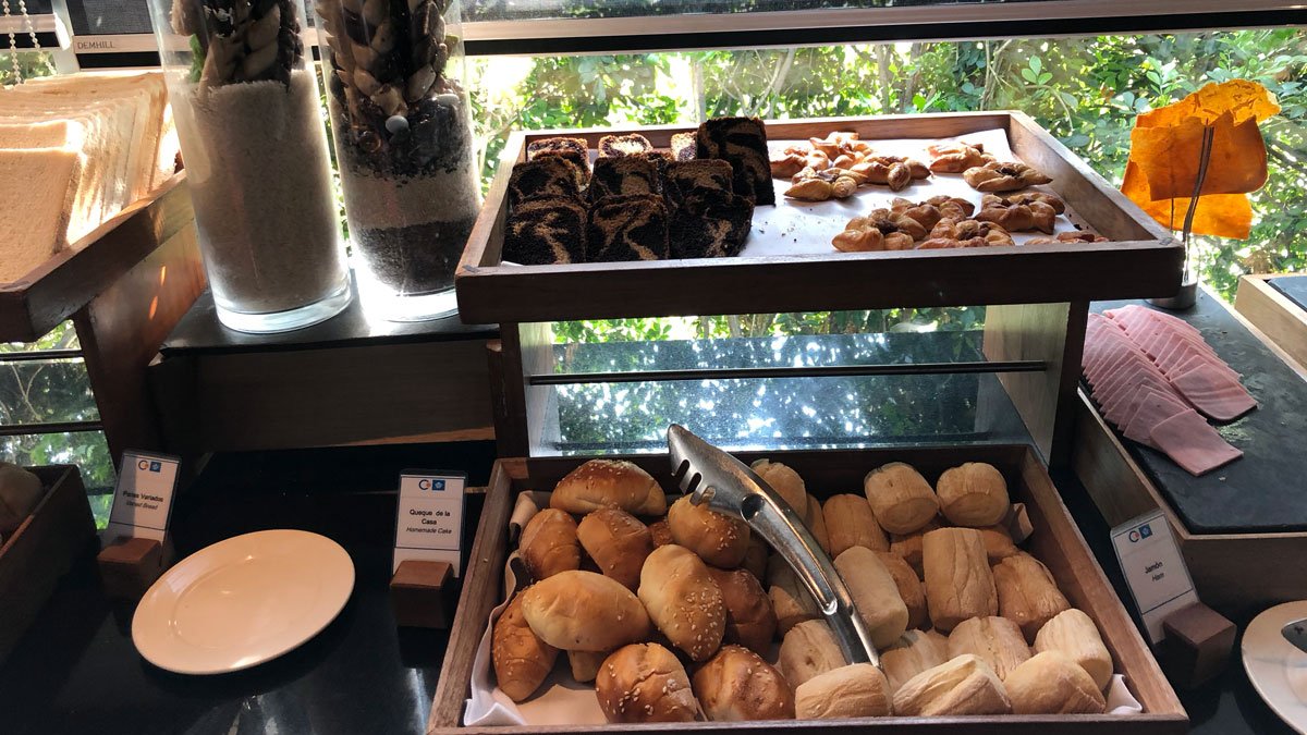 a tray of bread and pastries