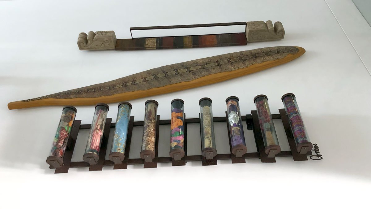 a group of vials with different colors