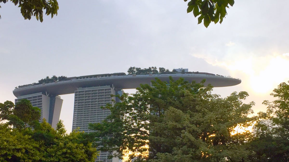 a building with a train on top