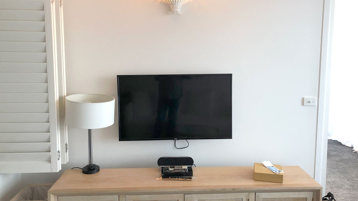 a tv on a table