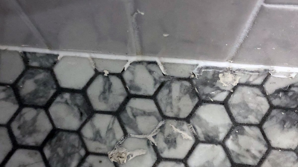 a close up of a tile floor