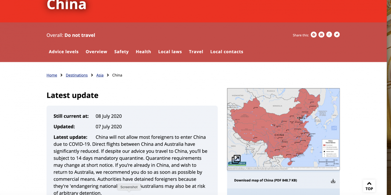 China: Foreign Affairs warns about arbitrary detention
