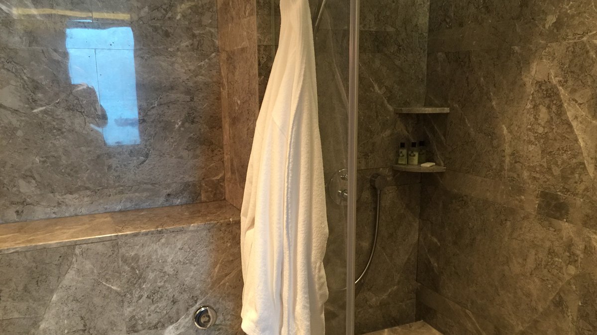 a white towel from a shower