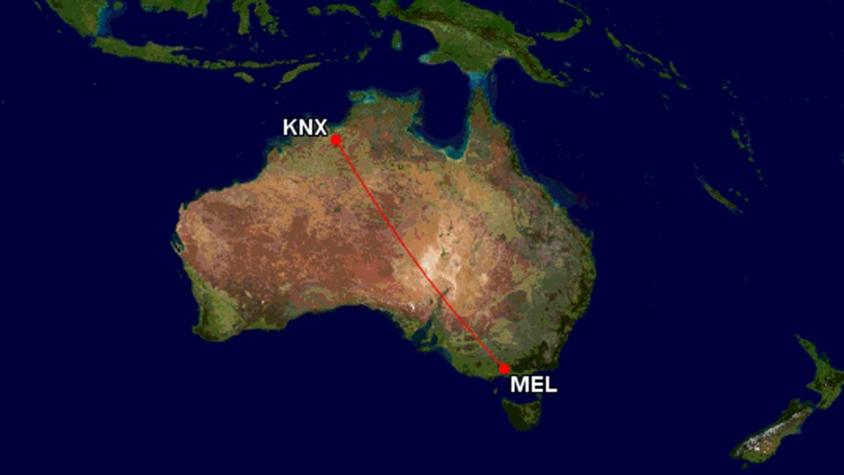 a map of australia with a red line