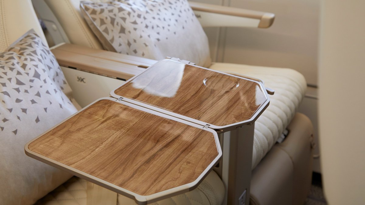 a table with a wood surface