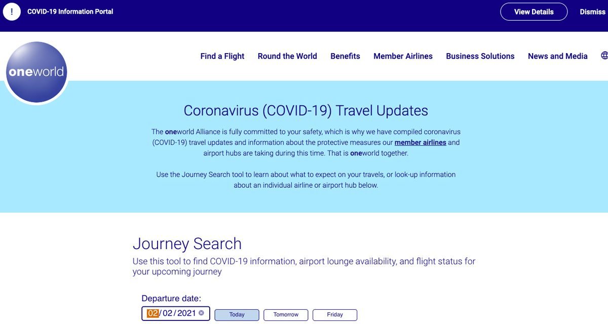 OneWorld: Launches COVID-19 Travel Updates search portal