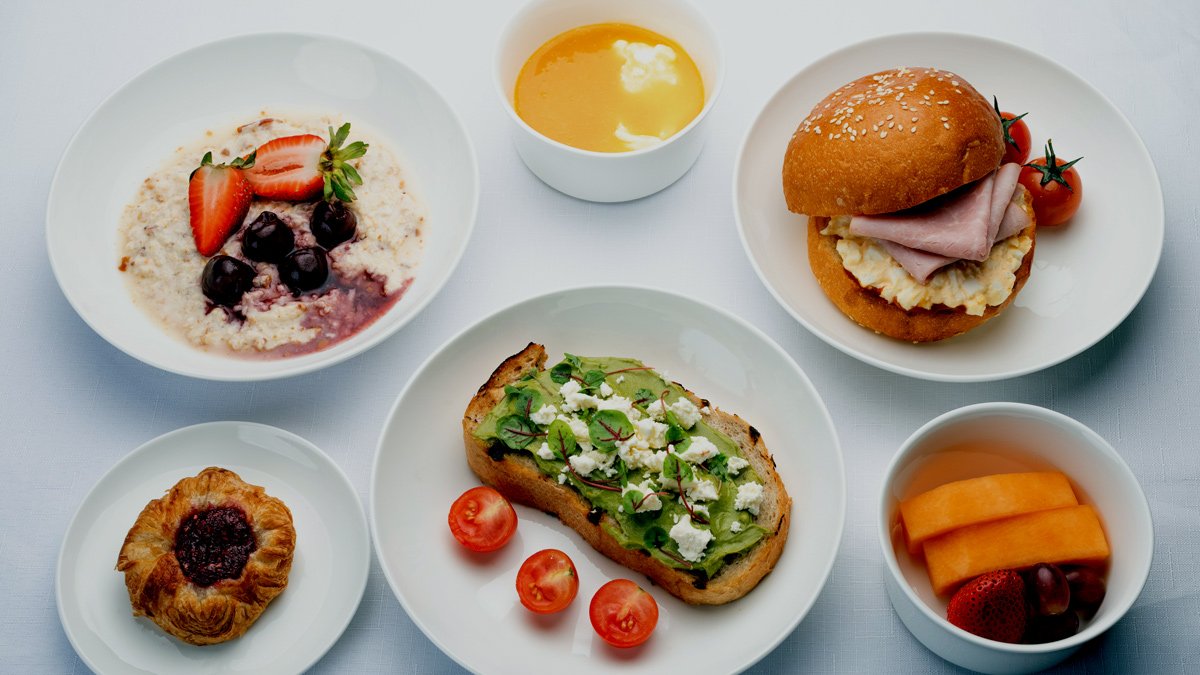 a table with plates of food