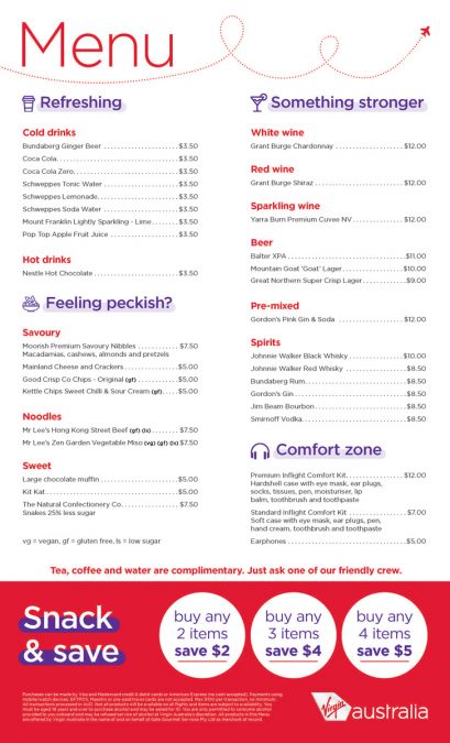 a menu with price list