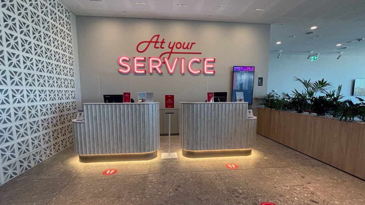 a reception desk in a building