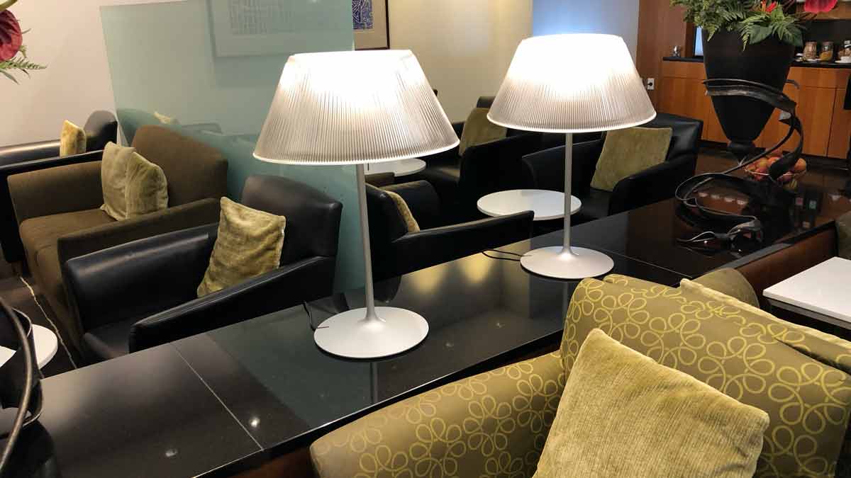 a table with lamps on it