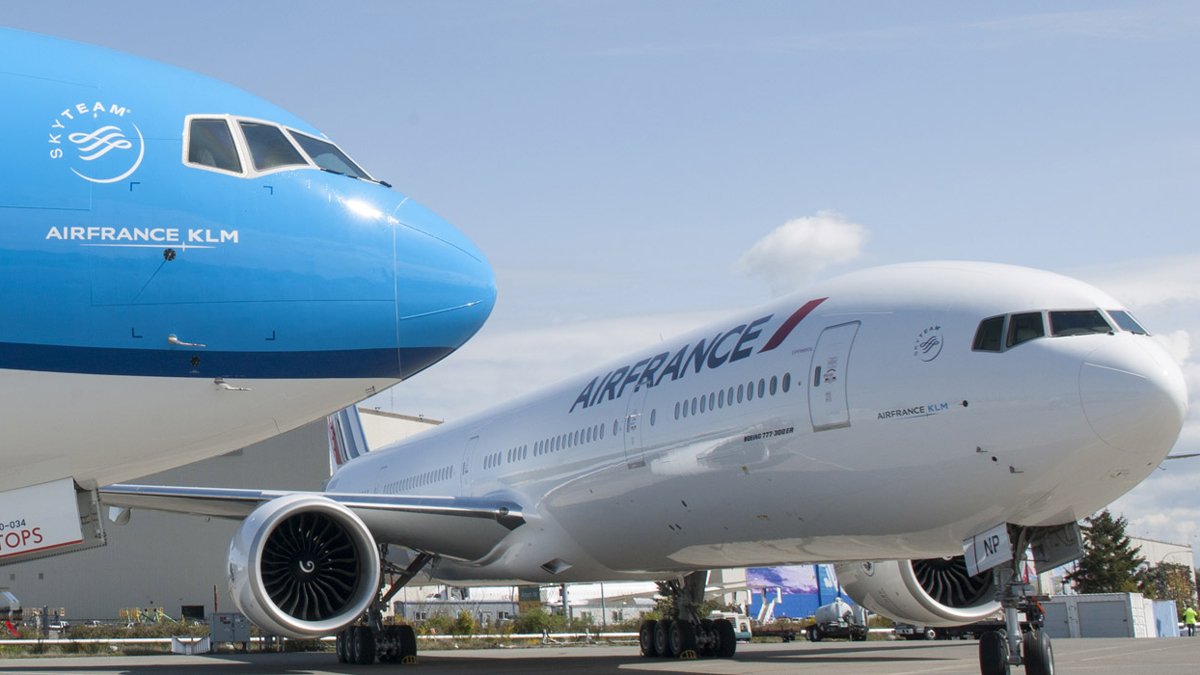 a plane next to a plane